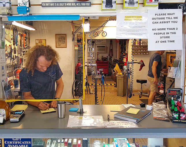 University Cycles owner JD at work.